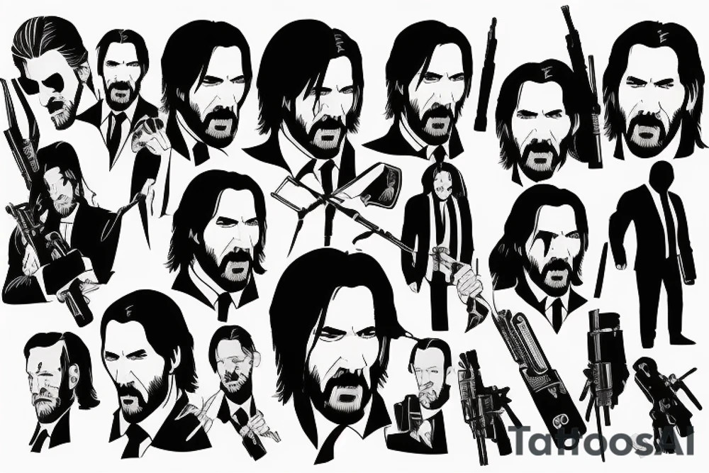 blackwork john wick (multiple variations, not too big) tattoo idea blackwork john wick (multiple variations, not too big) tattoo idea