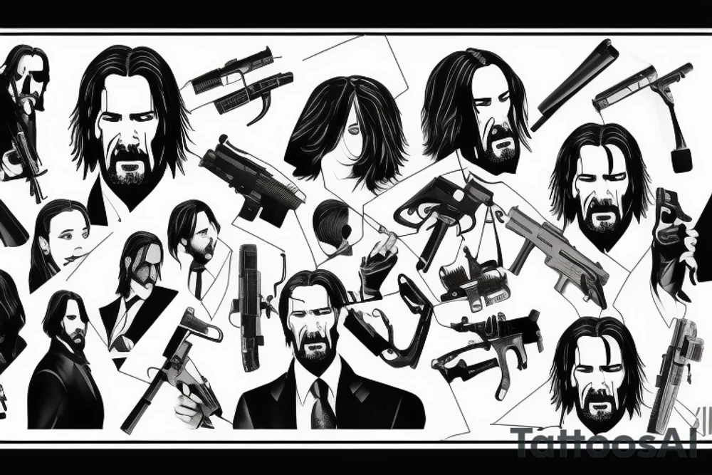 blackwork john wick (multiple variations, not too big) tattoo idea blackwork john wick (multiple variations, not too big) tattoo idea
