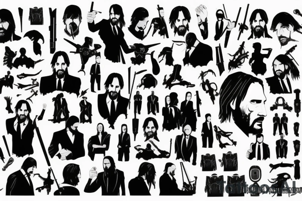 blackwork john wick (multiple variations, not too big) tattoo idea blackwork john wick (multiple variations, not too big) tattoo idea
