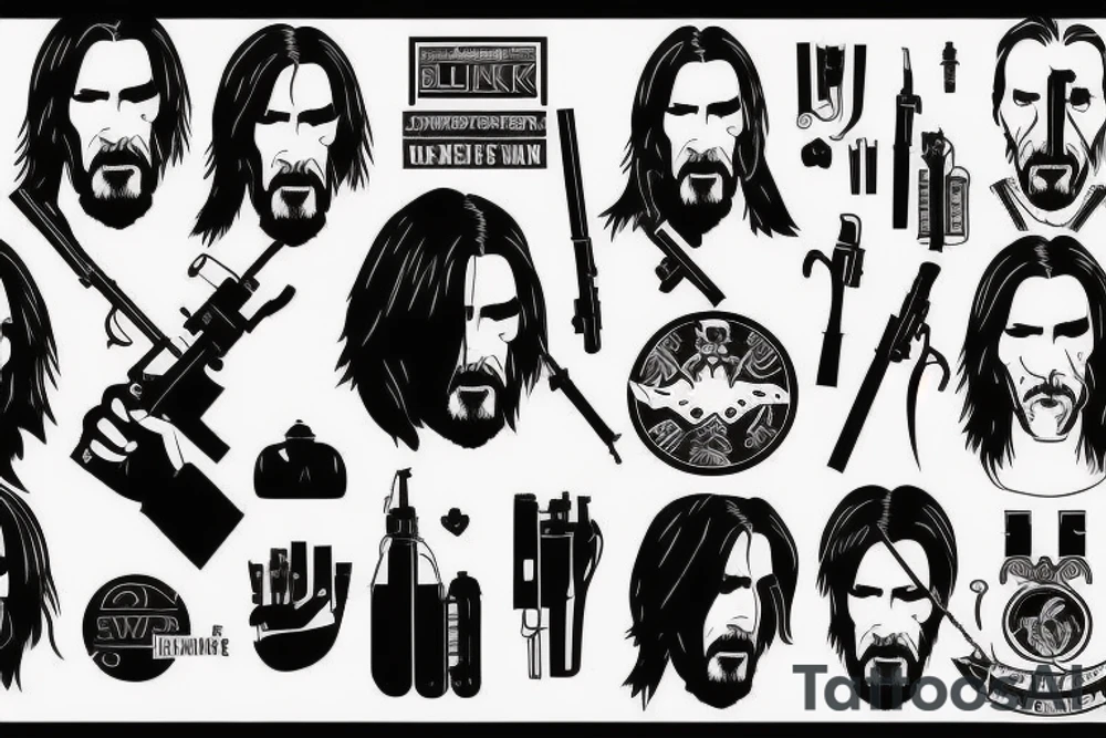 blackwork john wick (multiple variations, not too big) tattoo idea blackwork john wick (multiple variations, not too big) tattoo idea