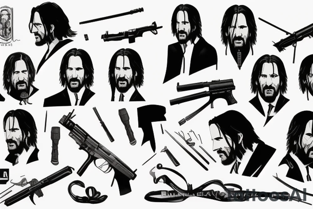 blackwork john wick (multiple variations, not too big) tattoo idea blackwork john wick (multiple variations, not too big) tattoo idea