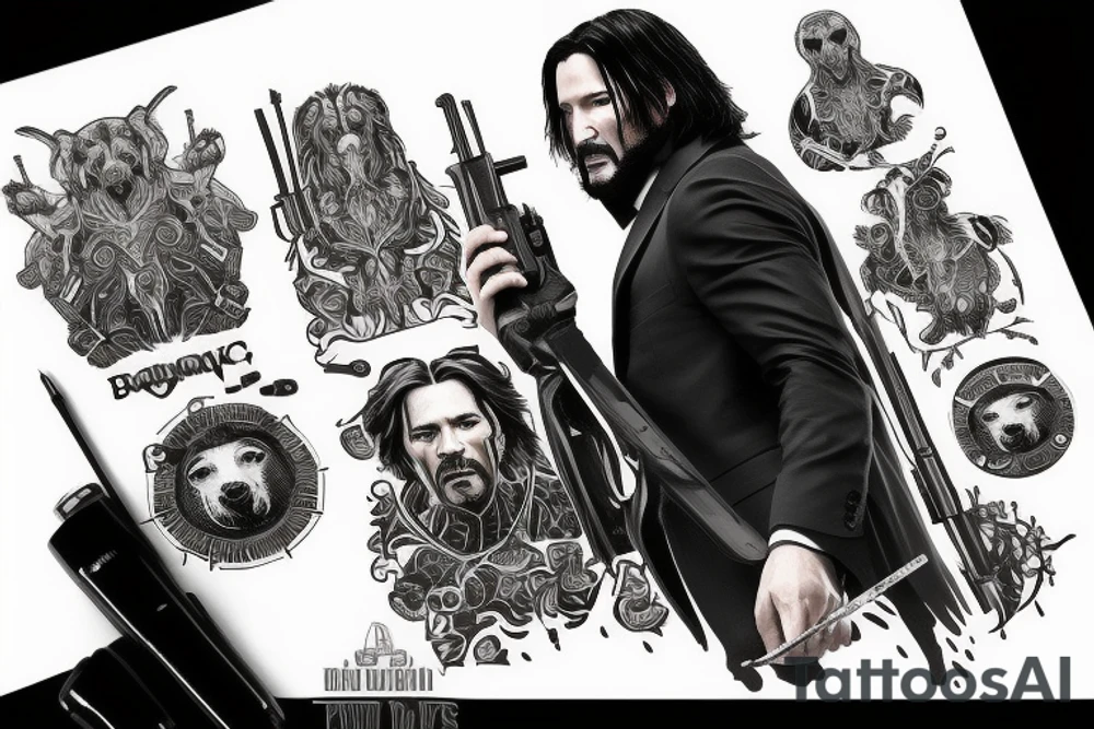 blackwork john wick (multiple variations, not too big) tattoo idea blackwork john wick (multiple variations, not too big) tattoo idea