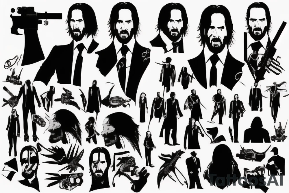 blackwork john wick (multiple variations, not too big) tattoo idea blackwork john wick (multiple variations, not too big) tattoo idea