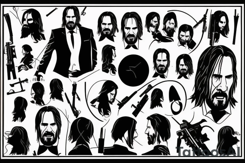 blackwork john wick face  (multiple variations, not too big) tattoo idea