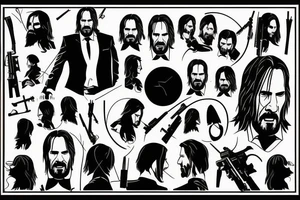 blackwork john wick face  (multiple variations, not too big) tattoo idea