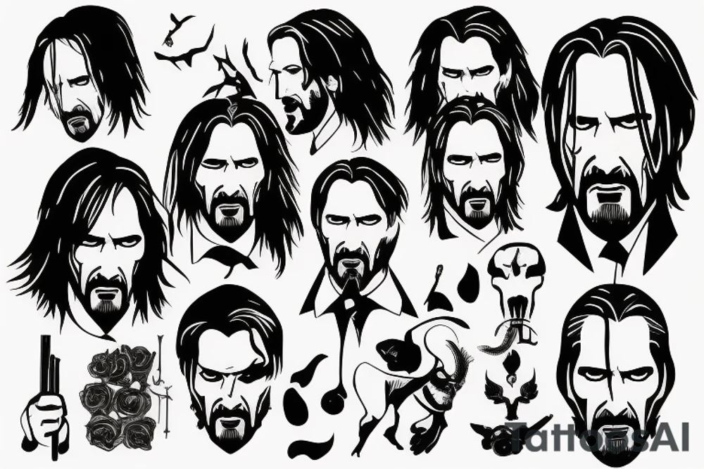 blackwork john wick face (multiple variations, not too big) tattoo idea blackwork john wick face (multiple variations, not too big) tattoo idea