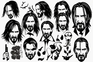 blackwork john wick face  (multiple variations, not too big) tattoo idea
