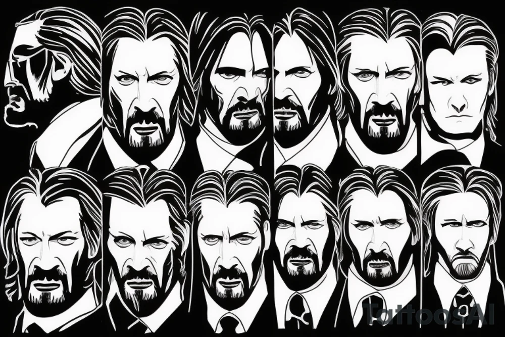 blackwork john wick face (multiple variations, not too big) tattoo idea blackwork john wick face (multiple variations, not too big) tattoo idea