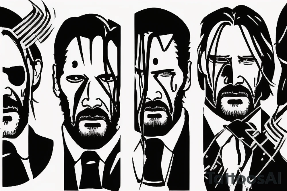 blackwork john wick face (multiple variations, not too big) tattoo idea blackwork john wick face (multiple variations, not too big) tattoo idea