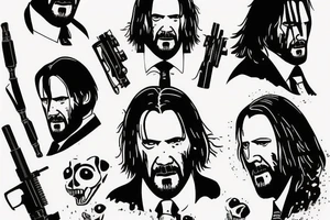 blackwork john wick face  (multiple variations, not too big, highest quality) tattoo idea