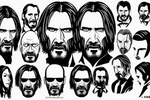 blackwork john wick face  (multiple variations, not too big, highest quality) tattoo idea