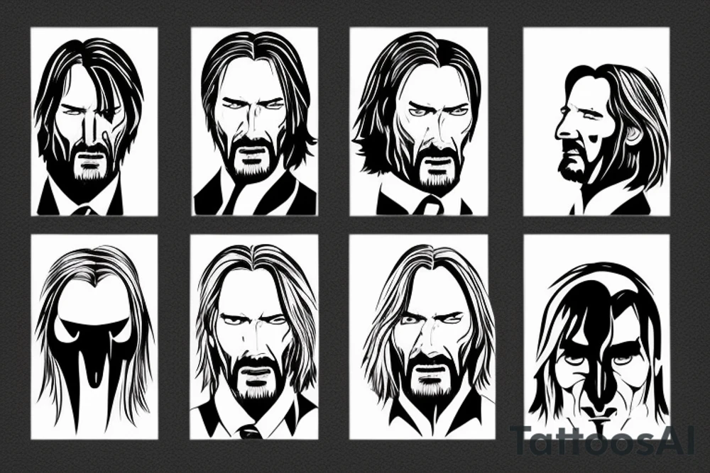 blackwork john wick face (multiple variations, not too big, highest quality) tattoo idea blackwork john wick face (multiple variations, not too big, highest quality) tattoo idea
