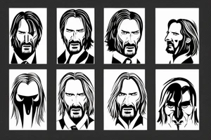 blackwork john wick face  (multiple variations, not too big, highest quality) tattoo idea