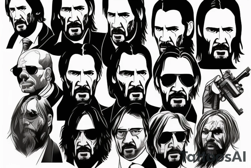 blackwork john wick face (multiple variations, not too big, highest quality) tattoo idea blackwork john wick face (multiple variations, not too big, highest quality) tattoo idea