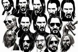 blackwork john wick face  (multiple variations, not too big, highest quality) tattoo idea