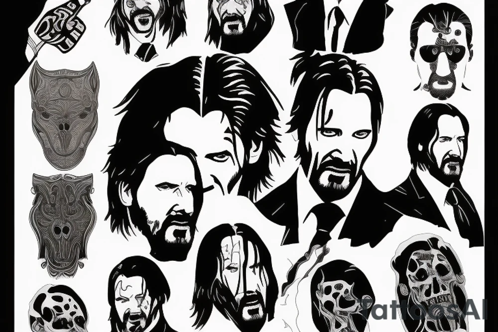 blackwork john wick face (multiple variations, not too big, highest quality) tattoo idea blackwork john wick face (multiple variations, not too big, highest quality) tattoo idea