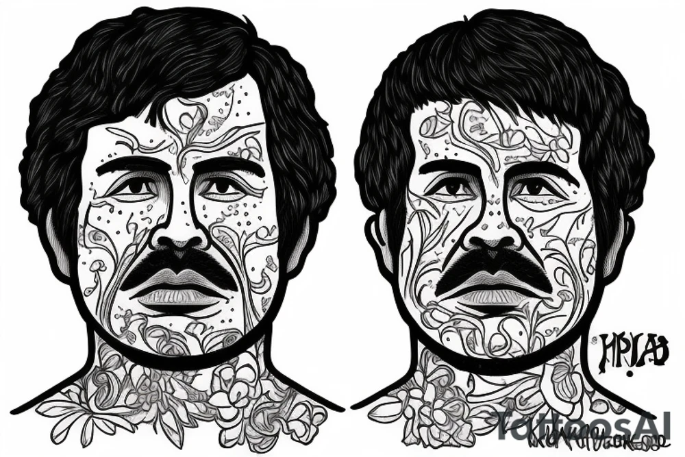 blackwork el chapo face  (multiple variations, not too big, highest quality) tattoo idea