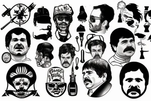 blackwork el chapo face  (multiple variations, not too big, highest quality) tattoo idea