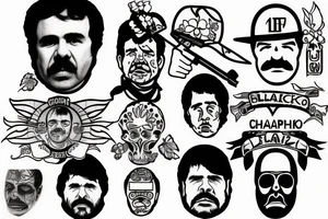 blackwork el chapo face  (multiple variations, not too big, highest quality) tattoo idea