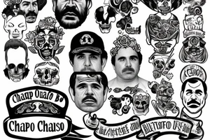 blackwork el chapo face  (multiple variations, not too big, highest quality) tattoo idea