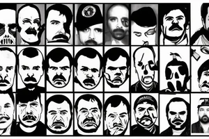blackwork el chapo face  (multiple variations, not too big, highest quality) tattoo idea
