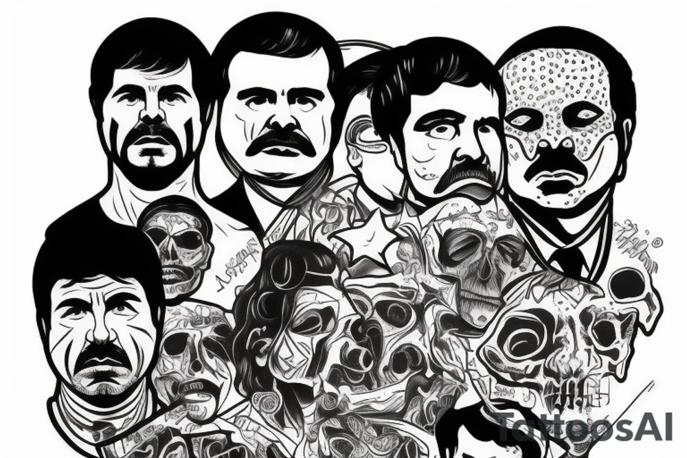 blackwork el chapo face  (multiple variations, not too big, highest quality) tattoo idea