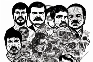 blackwork el chapo face  (multiple variations, not too big, highest quality) tattoo idea