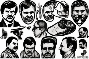 blackwork el chapo face  (multiple variations, not too big, highest quality) tattoo idea