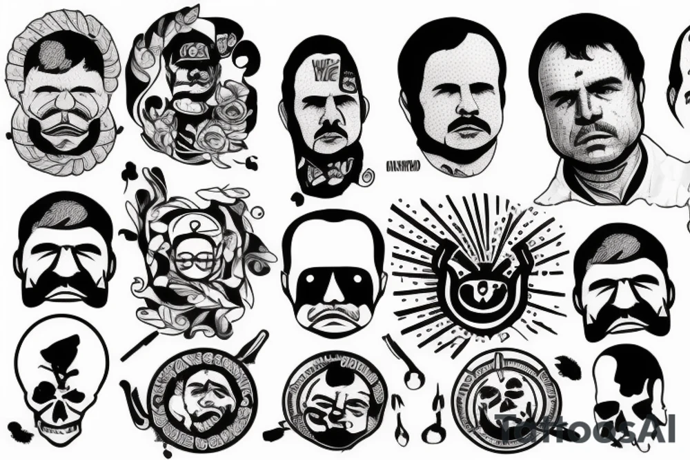 blackwork el chapo face  (multiple variations, not too big,) tattoo idea