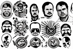 blackwork el chapo face  (multiple variations, not too big,) tattoo idea
