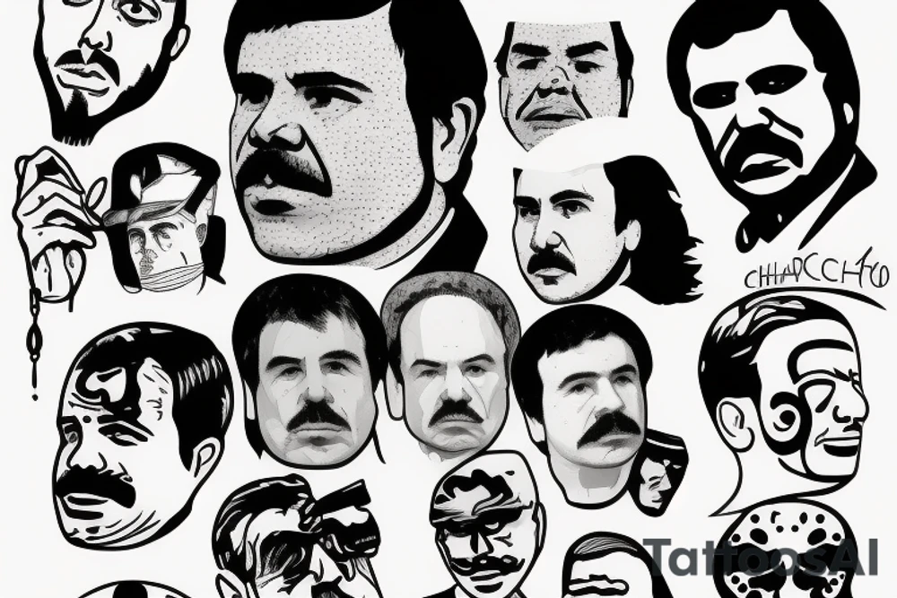 blackwork el chapo face  (multiple variations, not too big,) tattoo idea