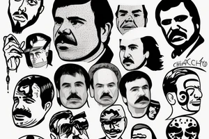 blackwork el chapo face  (multiple variations, not too big,) tattoo idea