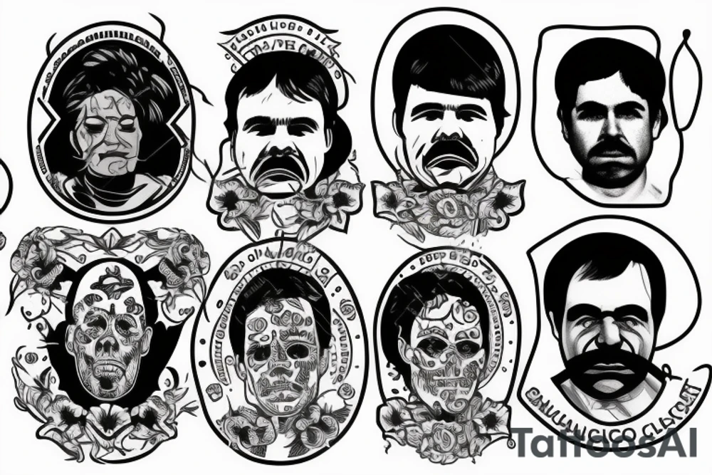 blackwork el chapo face  (multiple variations, not too big,) tattoo idea