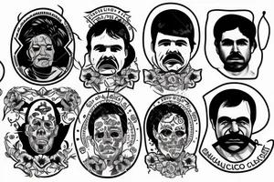 blackwork el chapo face  (multiple variations, not too big,) tattoo idea