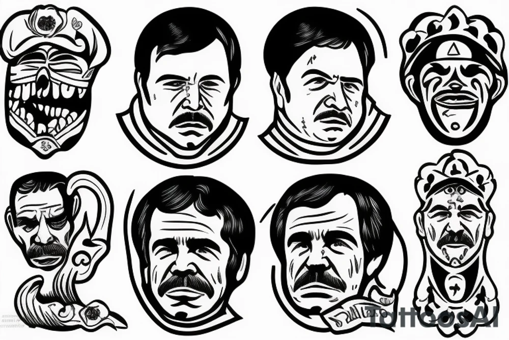 blackwork el chapo face  (multiple variations, not too big,) tattoo idea
