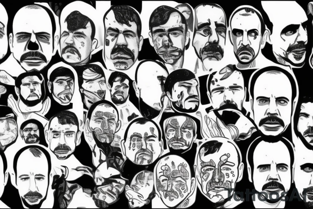 blackwork el chapo face  (multiple variations, not too big,) tattoo idea