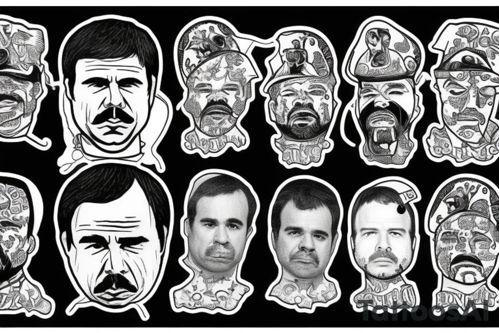 blackwork el chapo face  (multiple variations, not too big,) tattoo idea