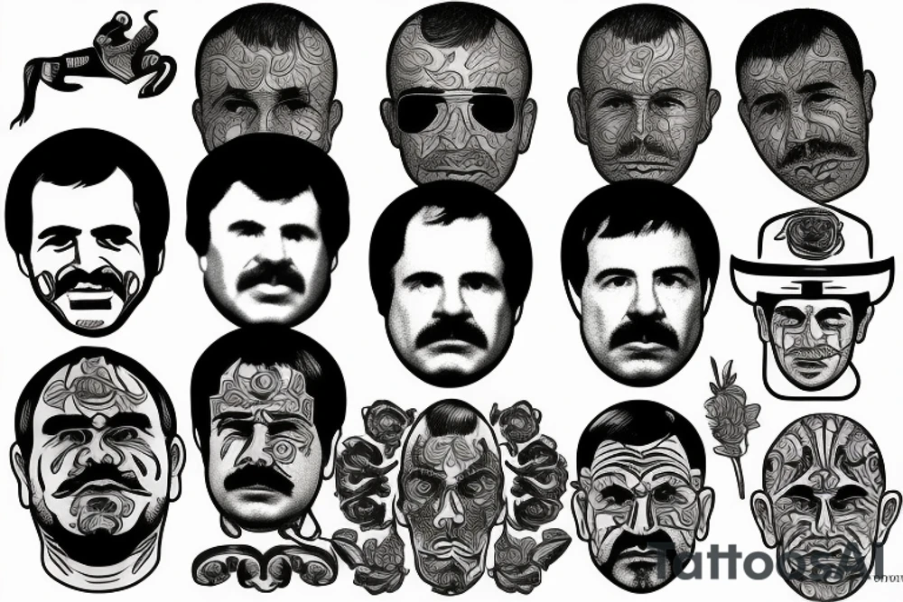 blackwork el chapo face  (multiple variations, not too big,) tattoo idea