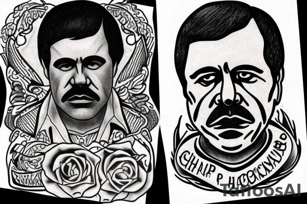 blackwork el chapo face  (not too big,) tattoo idea