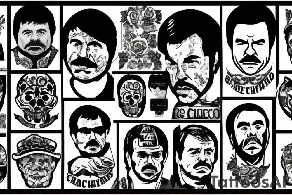 blackwork el chapo face  (not too big,) tattoo idea