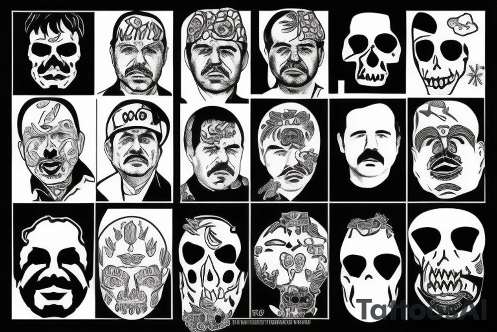 blackwork el chapo face  (not too big,) tattoo idea