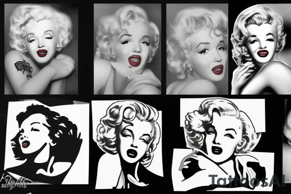 blackwork marylin monroe face  (not too big,) tattoo idea
