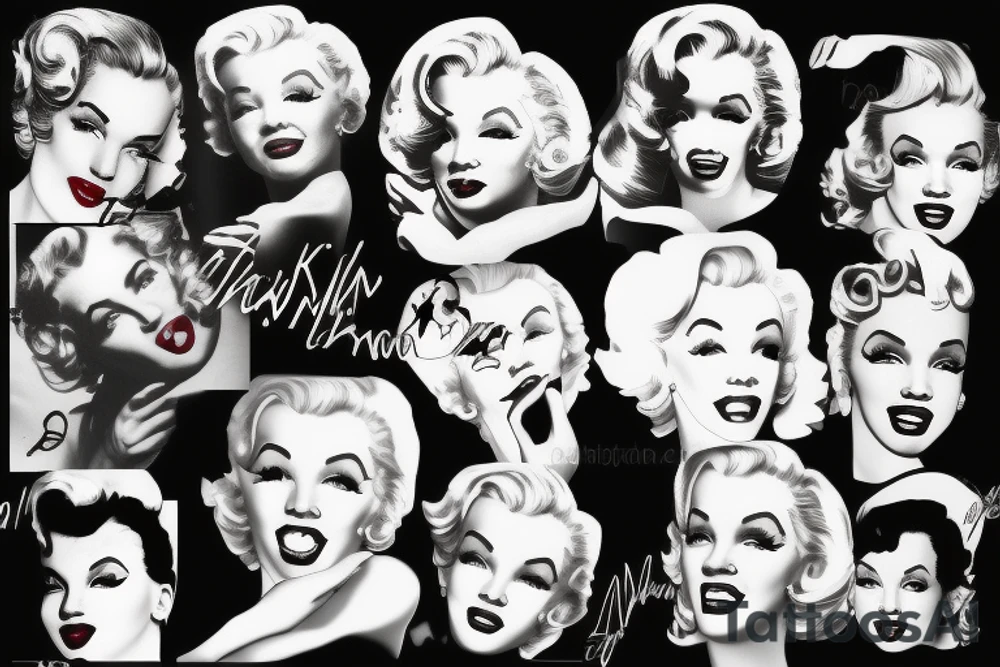 blackwork marylin monroe face  (not too big,) tattoo idea