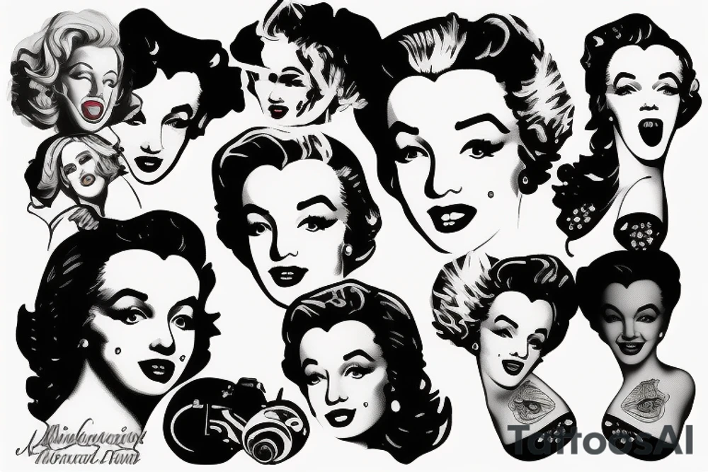 blackwork marylin monroe face  (not too big,) tattoo idea