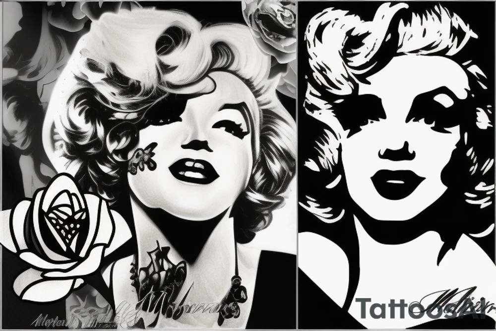 blackwork marylin monroe face  (not too big,) tattoo idea