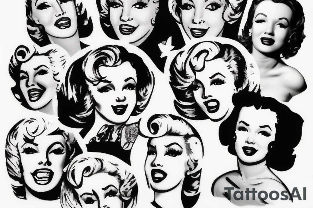 blackwork marylin monroe face  (not too big,) tattoo idea