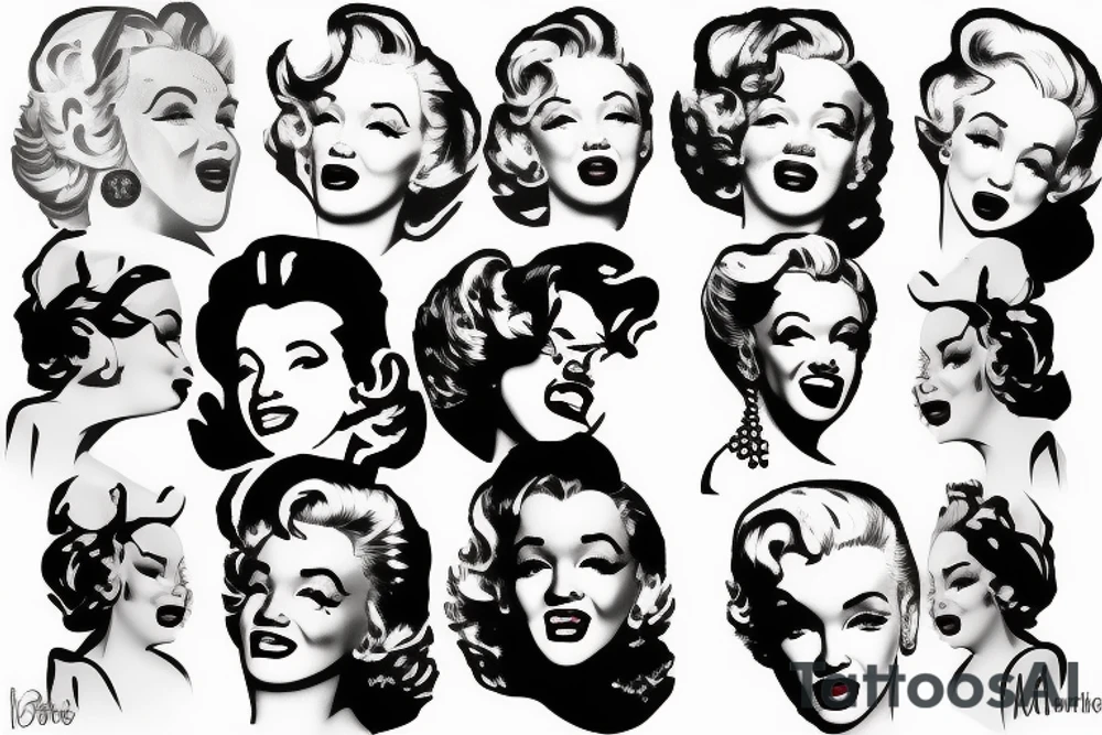 blackwork marylin monroe face  (not too big,) tattoo idea