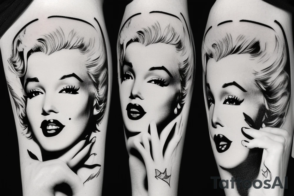 blackwork marylin monroe face  (not too big,) tattoo idea