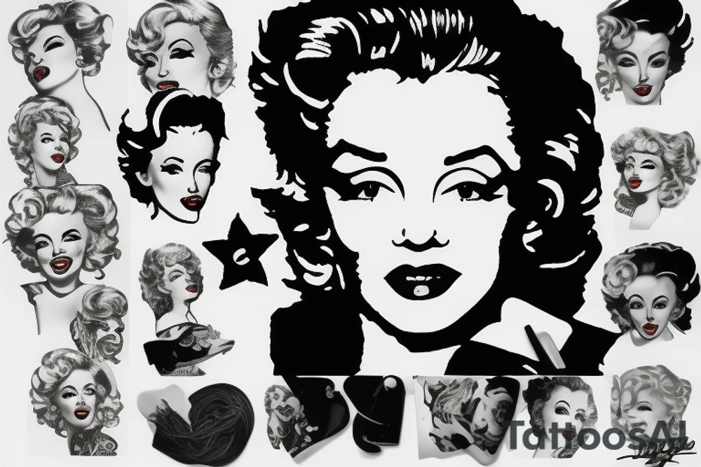 blackwork marylin monroe face  (not too big,) tattoo idea