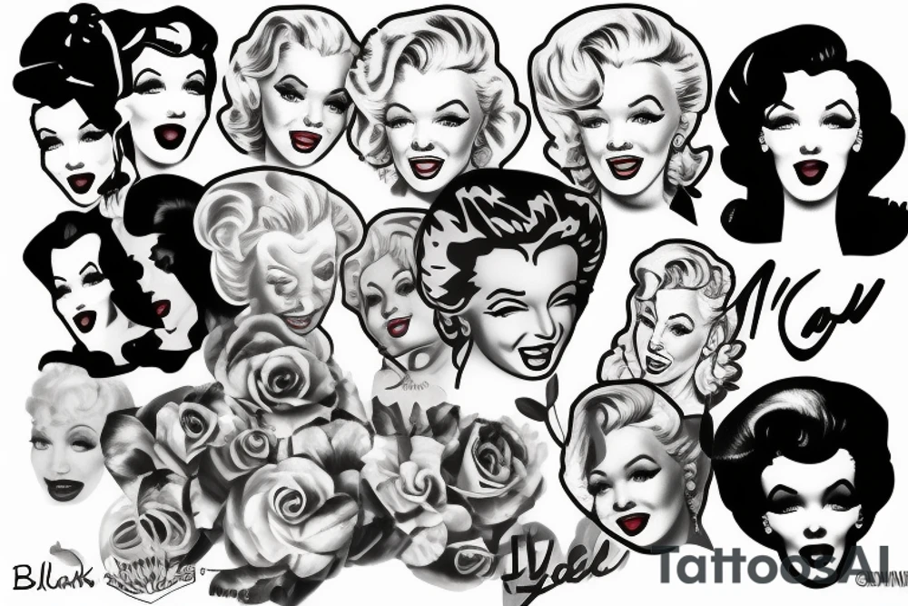 blackwork marylin monroe face  (not too big,) tattoo idea